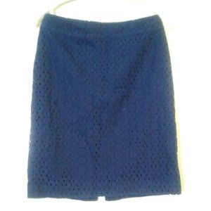 Talbots Navy Rosette Detail Pencil Skirt